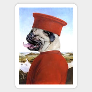 Portrait of a Pug as Federico da Montefeltro - Pet Gift Sticker